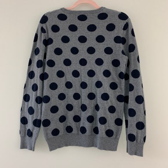 21 MEN Gray Navy Polka Dot Long Sleeve Crew Neck Sweater Small - Picture 3 of 6
